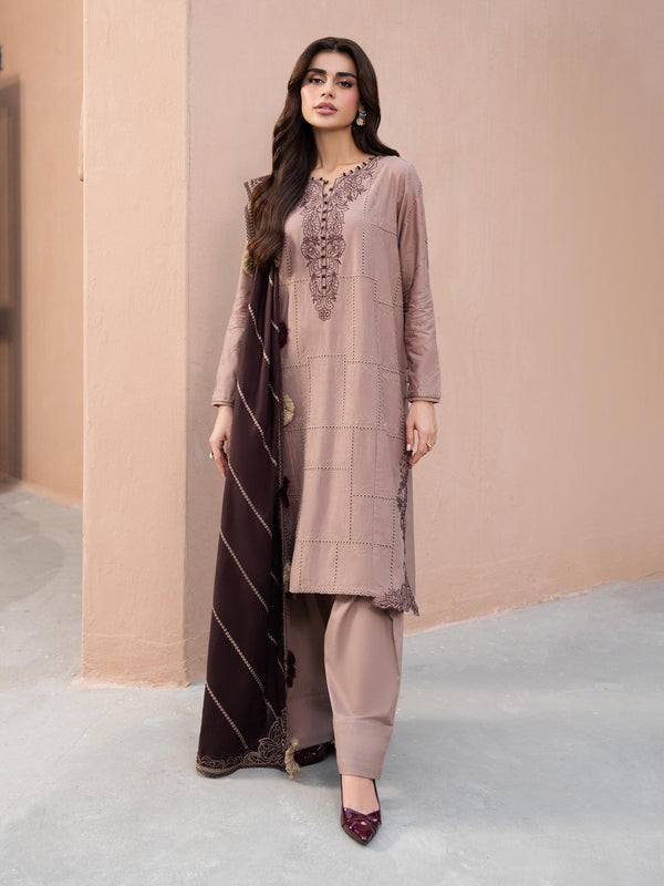 Limelight 3 Piece Khaddar Suit-Embroidered (Unstitched) Beige