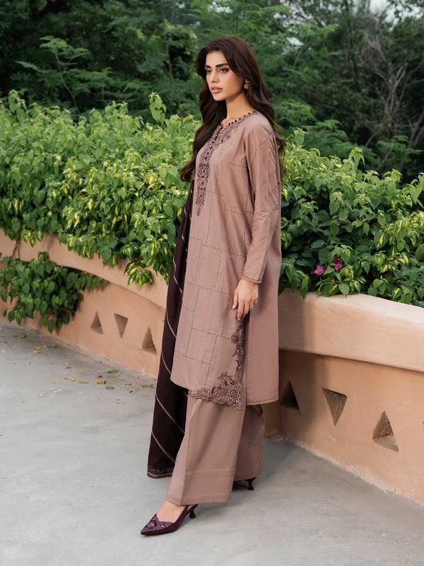 Limelight 3 Piece Khaddar Suit-Embroidered (Unstitched) Beige