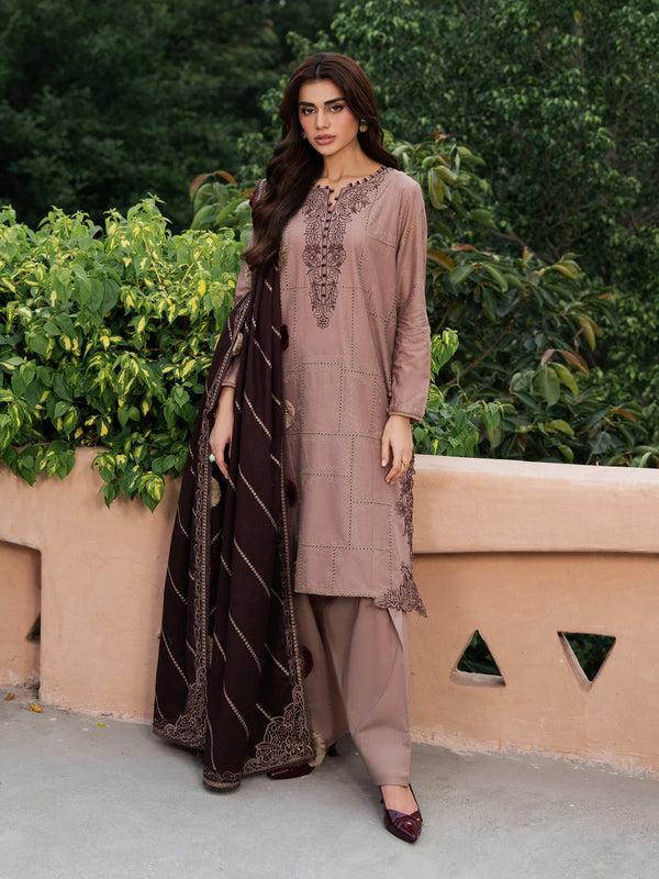 limelight 3 Piece Khaddar Suit-Embroidered (Unstitched) Beige