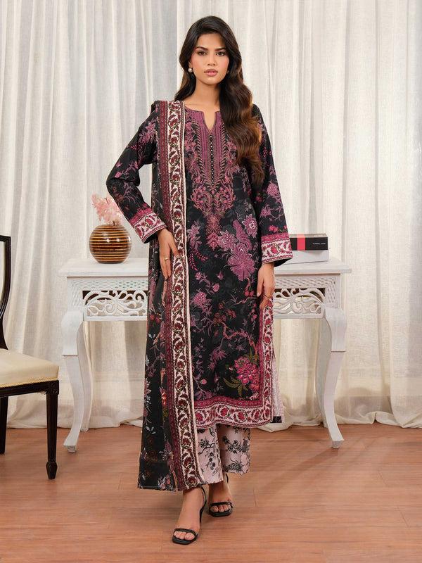 limelight 3 Piece Khaddar Suit-Embroidered (Unstitched) Black