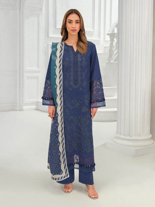 limelight 3 Piece Khaddar Suit-Embroidered (Unstitched) Blue