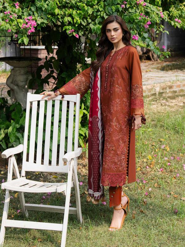 limelight 3 Piece Khaddar Suit-Embroidered (Unstitched) Brown