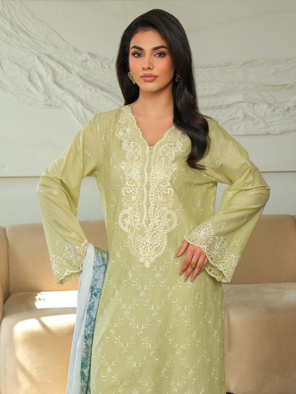 Limelight 3 Piece Khaddar Suit-Embroidered (Unstitched) Green