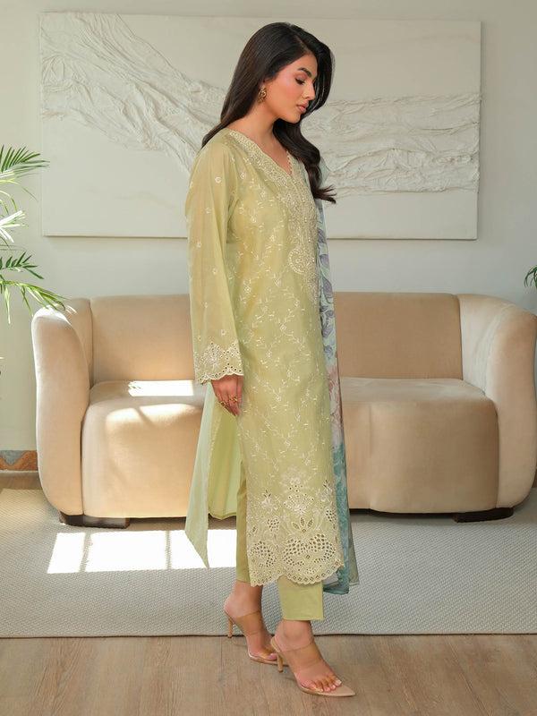 Limelight 3 Piece Khaddar Suit-Embroidered (Unstitched) Green