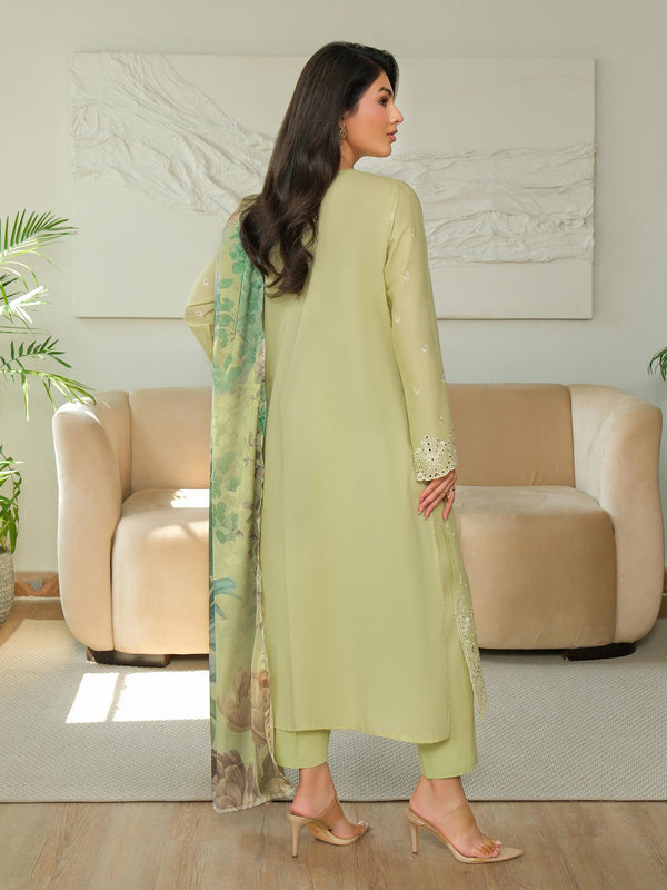 Limelight 3 Piece Khaddar Suit-Embroidered (Unstitched) Green