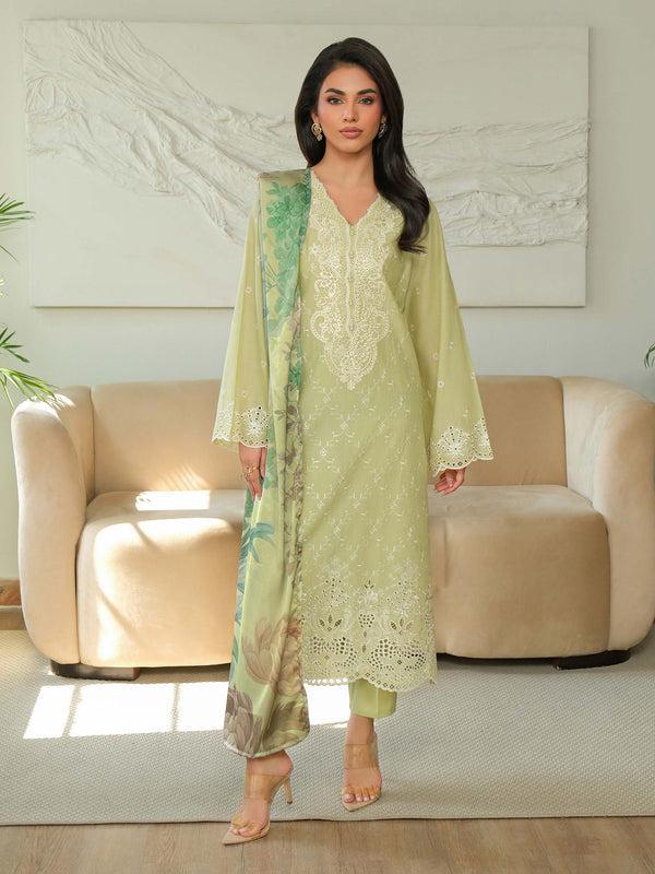 limelight 3 Piece Khaddar Suit-Embroidered (Unstitched) Green