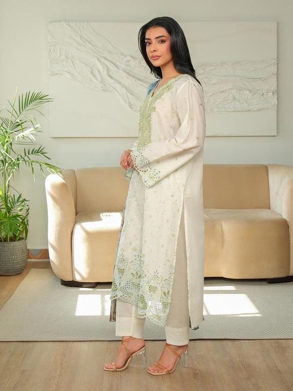 Limelight 3 Piece Khaddar Suit-Embroidered (Unstitched) Off White