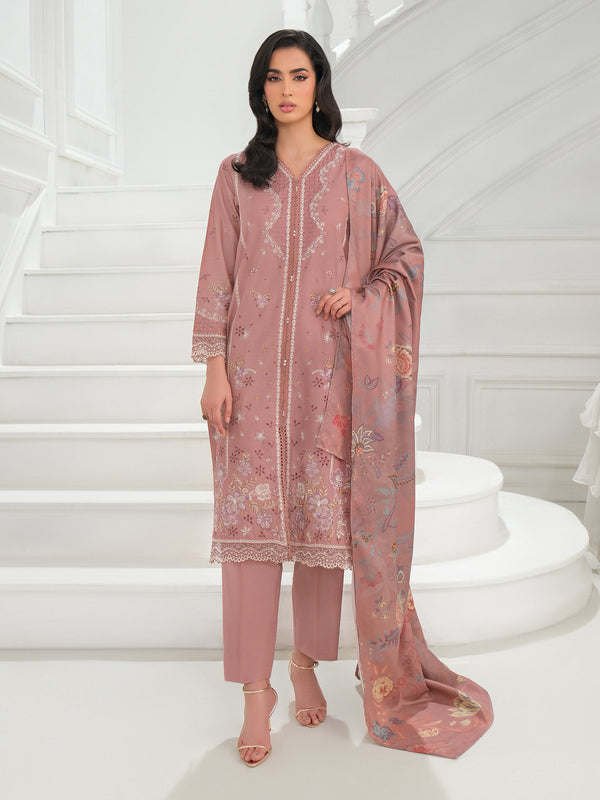 limelight 3 Piece Khaddar Suit-Embroidered (Unstitched) Pink