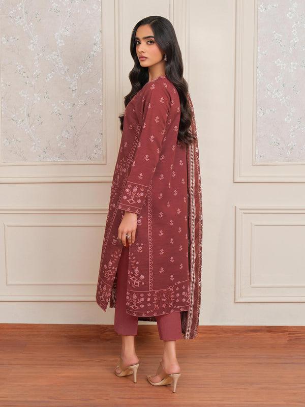 Limelight 3 Piece Khaddar Suit-Embroidered (Unstitched) Rust
