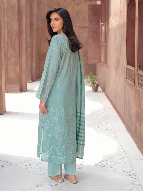 Limelight 3 Piece Khaddar Suit-Embroidered (Unstitched) Sea Green