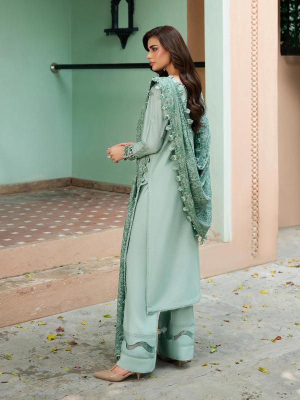 Limelight 3 Piece Khaddar Suit-Embroidered (Unstitched) Sea Green
