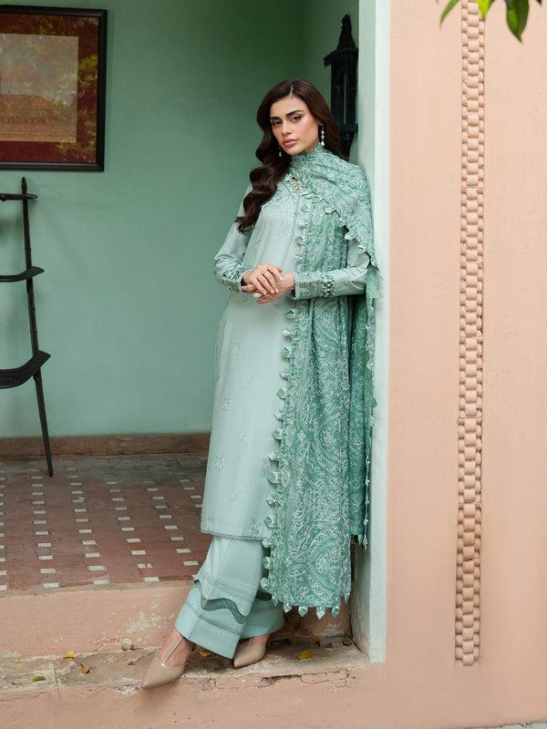 Limelight 3 Piece Khaddar Suit-Embroidered (Unstitched) Sea Green
