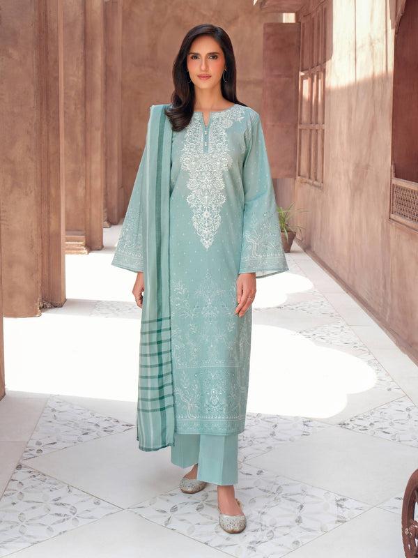 limelight 3 Piece Khaddar Suit-Embroidered (Unstitched) Sea Green