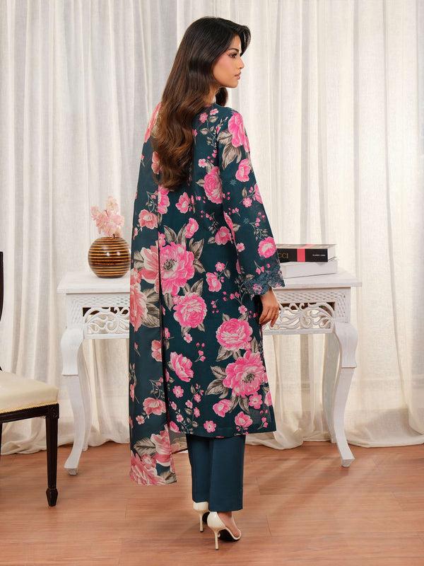 Limelight 3 Piece Khaddar Suit-Embroidered (Unstitched) Teal