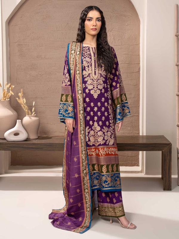 Limelight 3 Piece Khaddar Suit-Paste Print (Unstitched)