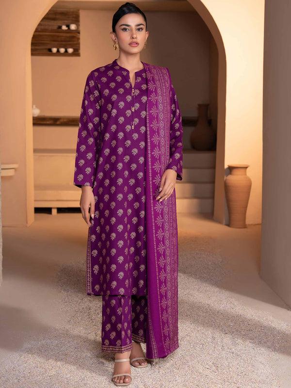 Limelight 3 Piece Khaddar Suit-Paste Print (Unstitched)