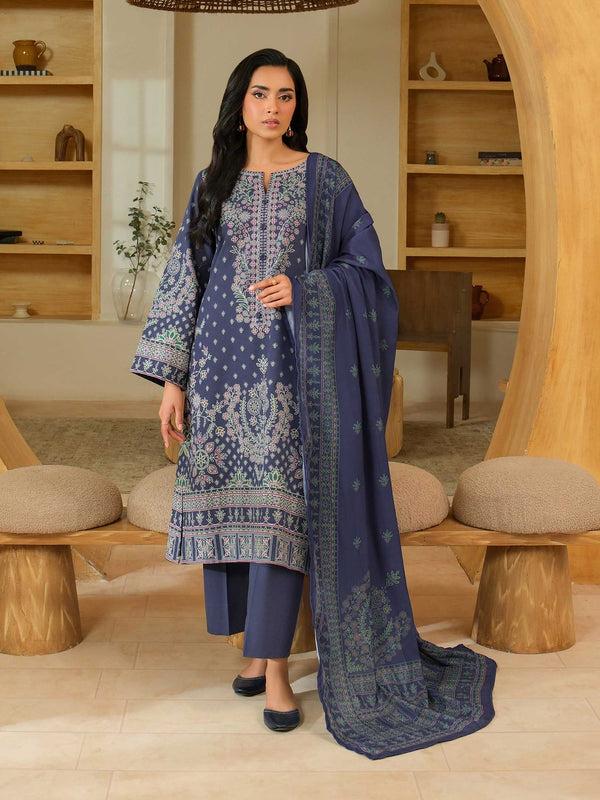 limelight 3 Piece Khaddar Suit-Paste Print (Unstitched) Blue