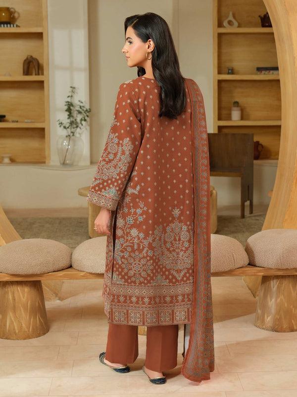 Limelight 3 Piece Khaddar Suit-Paste Print (Unstitched) Rust
