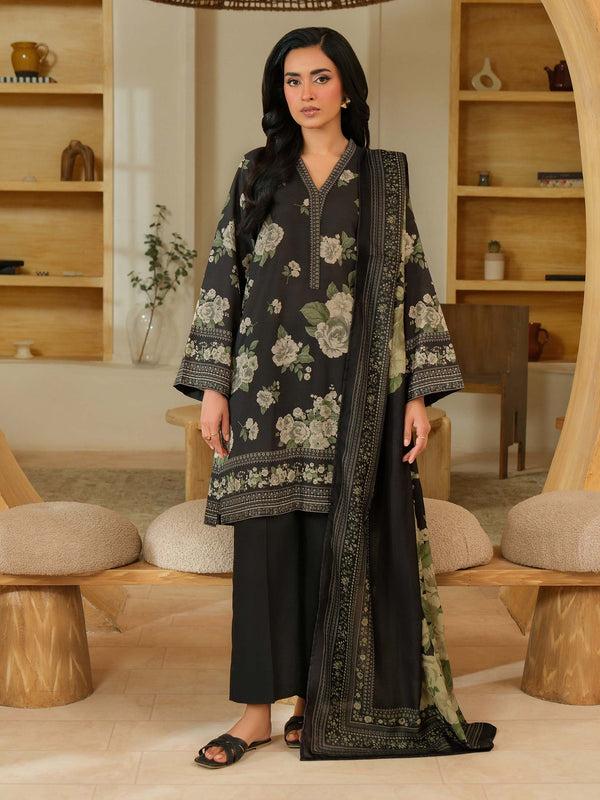 Limelight 3 Piece Khaddar Suit-Printed (Unstitched) Black