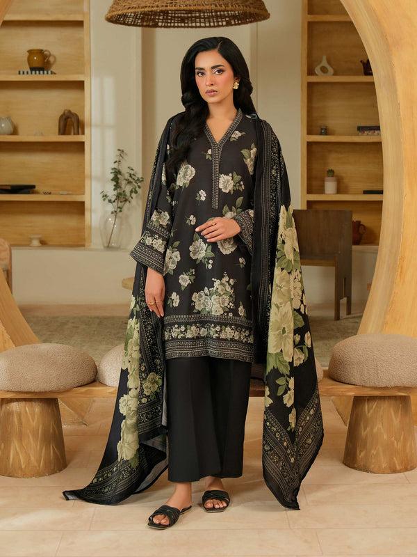 limelight 3 Piece Khaddar Suit-Printed (Unstitched) Black