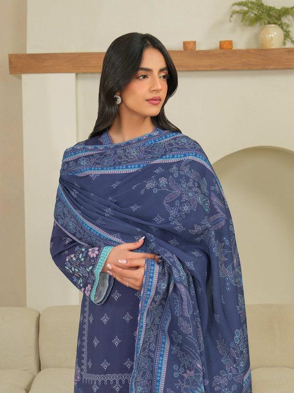 Limelight 3 Piece Khaddar Suit-Printed (Unstitched) Blue