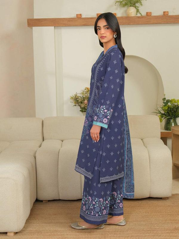 Limelight 3 Piece Khaddar Suit-Printed (Unstitched) Blue