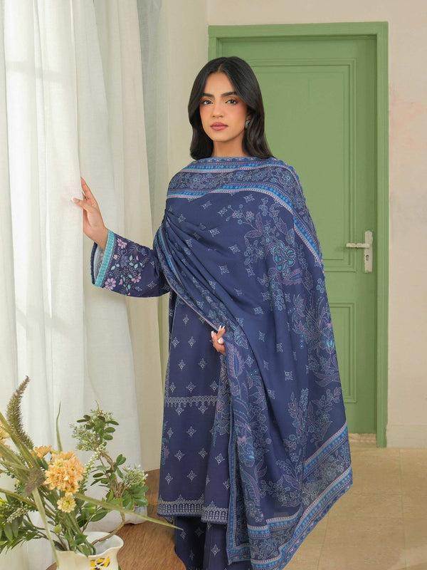 Limelight 3 Piece Khaddar Suit-Printed (Unstitched) Blue