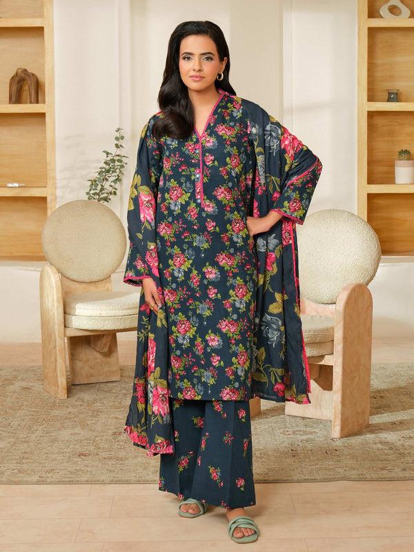 Limelight 3 Piece Khaddar Suit-Printed (Unstitched) Blue