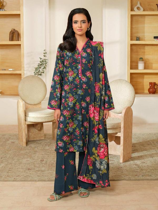 limelight 3 Piece Khaddar Suit-Printed (Unstitched) Blue