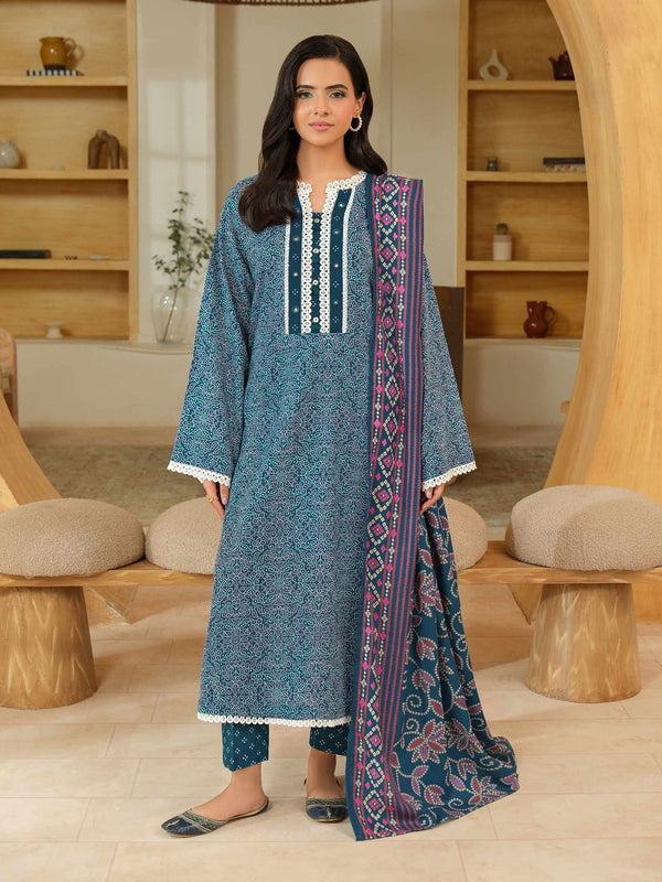 limelight 3 Piece Khaddar Suit-Printed (Unstitched) Blue