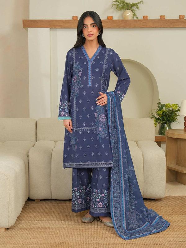 limelight 3 Piece Khaddar Suit-Printed (Unstitched) Blue