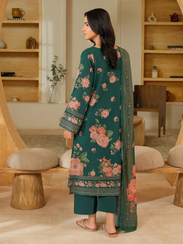 Limelight 3 Piece Khaddar Suit-Printed (Unstitched) Green