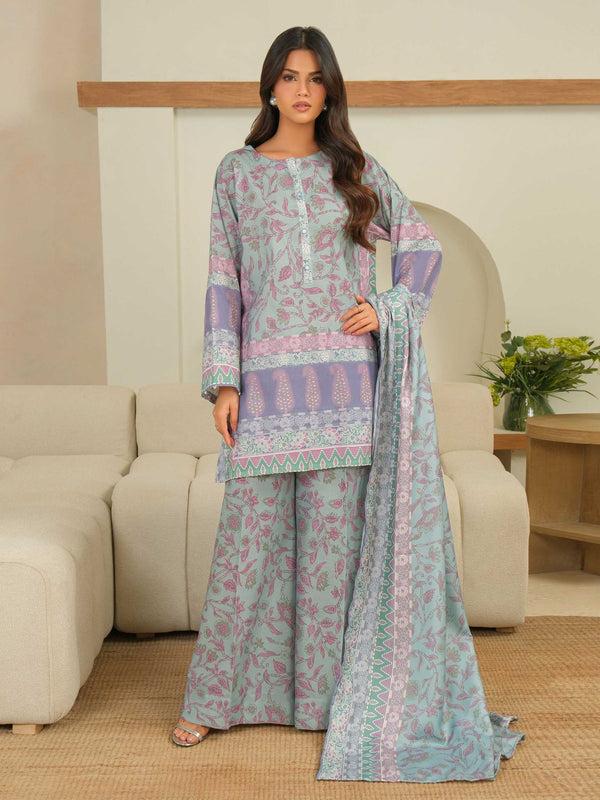 limelight 3 Piece Khaddar Suit-Printed (Unstitched) Green