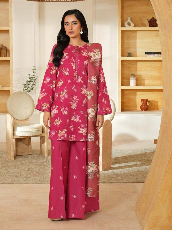Limelight 3 Piece Khaddar Suit-Printed (Unstitched) Maroon