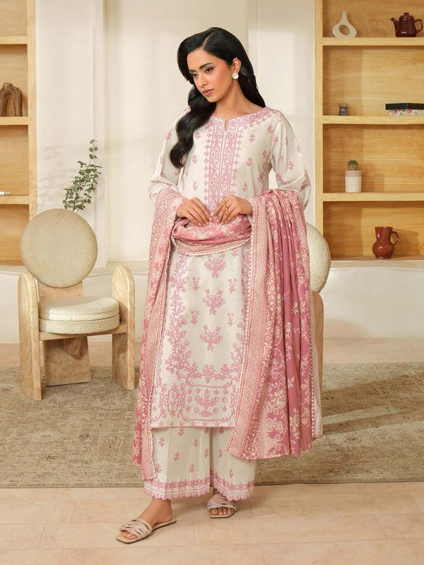 Limelight 3 Piece Khaddar Suit-Printed (Unstitched) Off White