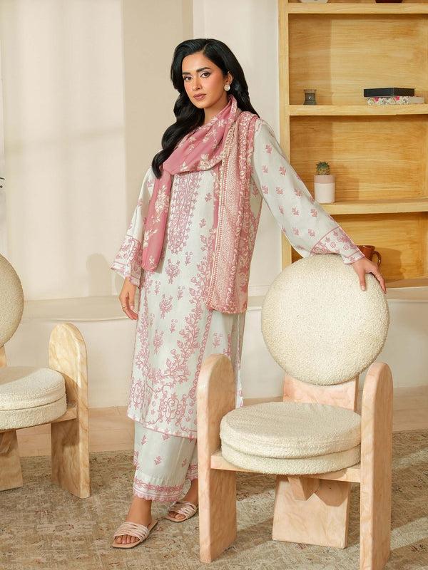 Limelight 3 Piece Khaddar Suit-Printed (Unstitched) Off White