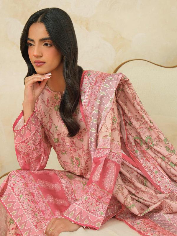 Limelight 3 Piece Khaddar Suit-Printed (Unstitched) Pink