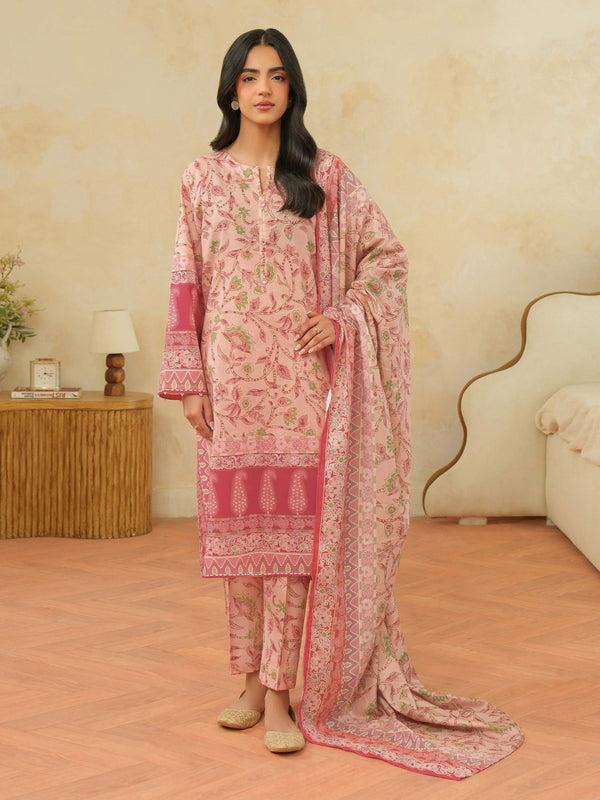 limelight 3 Piece Khaddar Suit-Printed (Unstitched) Pink