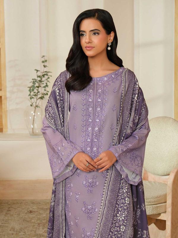 Limelight 3 Piece Khaddar Suit-Printed (Unstitched) Purple