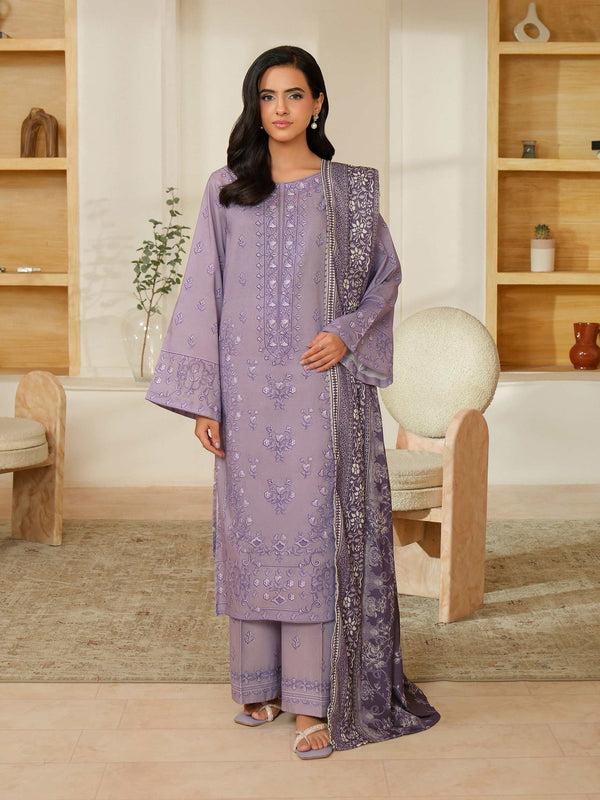 Limelight 3 Piece Khaddar Suit-Printed (Unstitched) Purple
