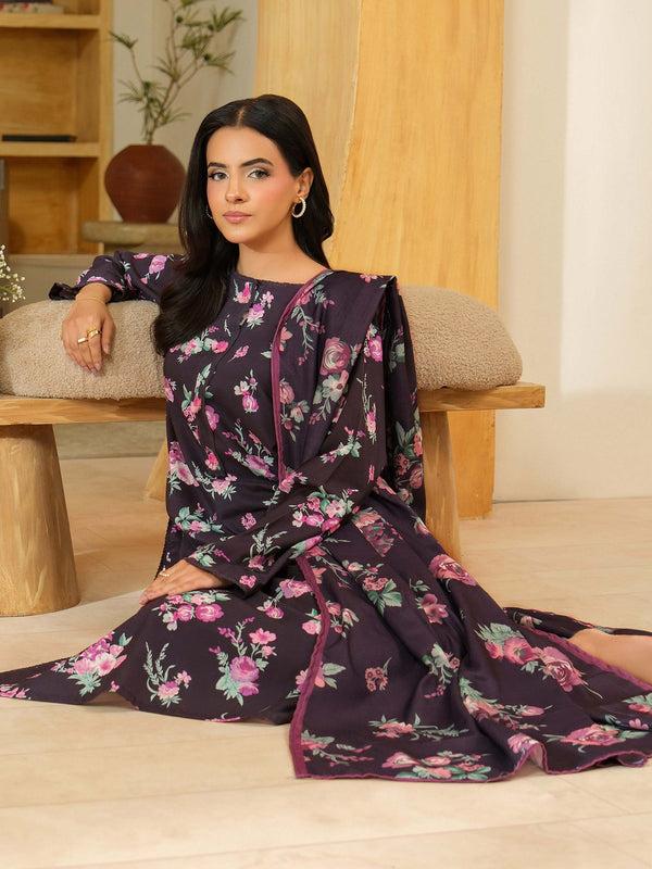 Limelight 3 Piece Khaddar Suit-Printed (Unstitched) Purple