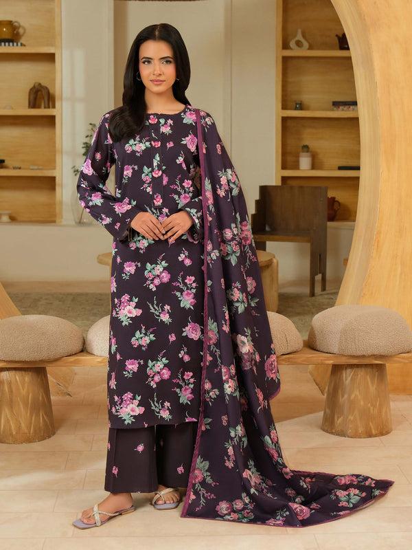 limelight 3 Piece Khaddar Suit-Printed (Unstitched) Purple