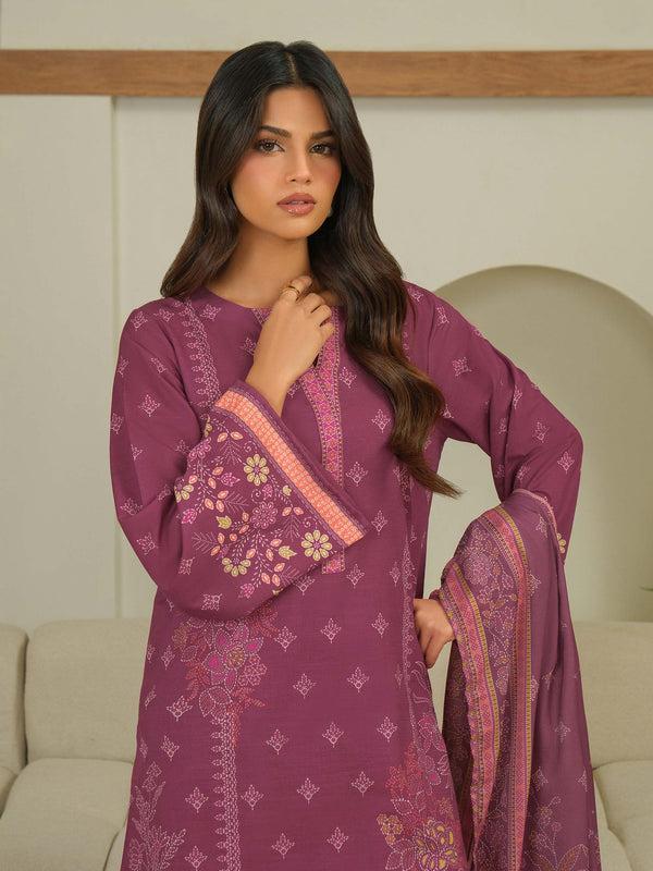 Limelight 3 Piece Khaddar Suit-Printed (Unstitched) Red