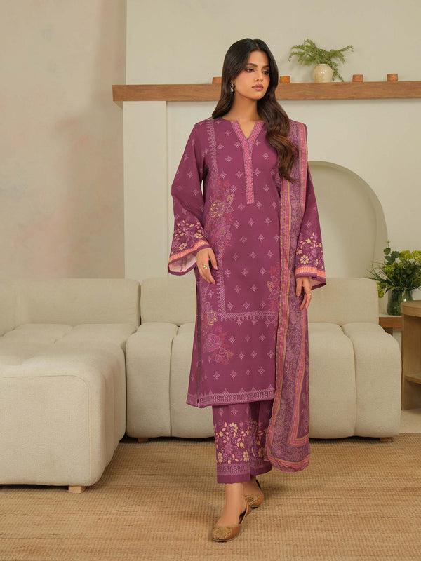 Limelight 3 Piece Khaddar Suit-Printed (Unstitched) Red