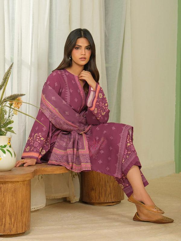 Limelight 3 Piece Khaddar Suit-Printed (Unstitched) Red