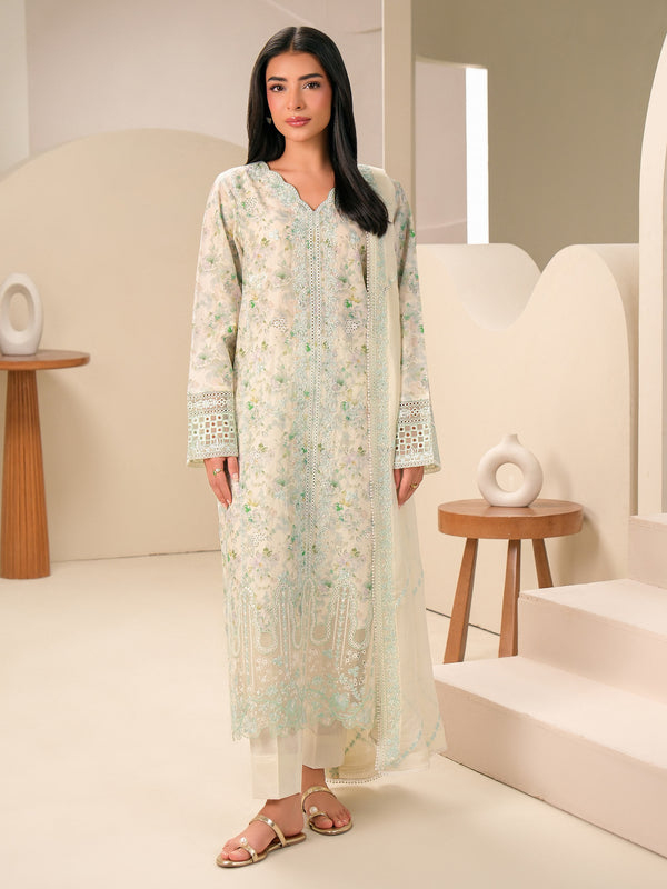 limelight 3 Piece Lawn Suit-Embroidered (Unstitched) Off White