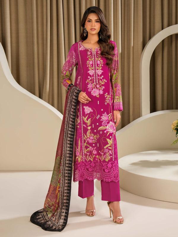 limelight 3 Piece Lawn Suit-Embroidered (Unstitched) Pink