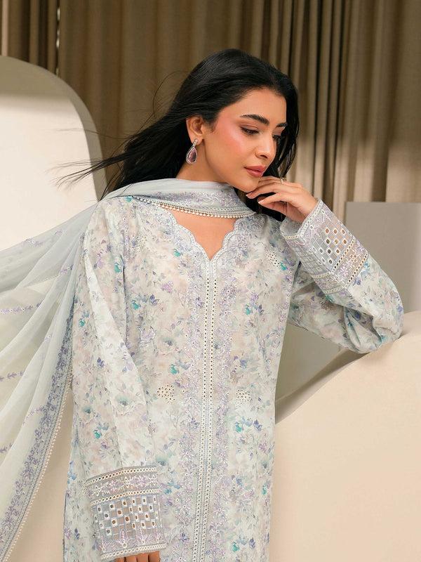 Limelight 3 Piece Lawn Suit-Embroidered (Unstitched) Sky Blue