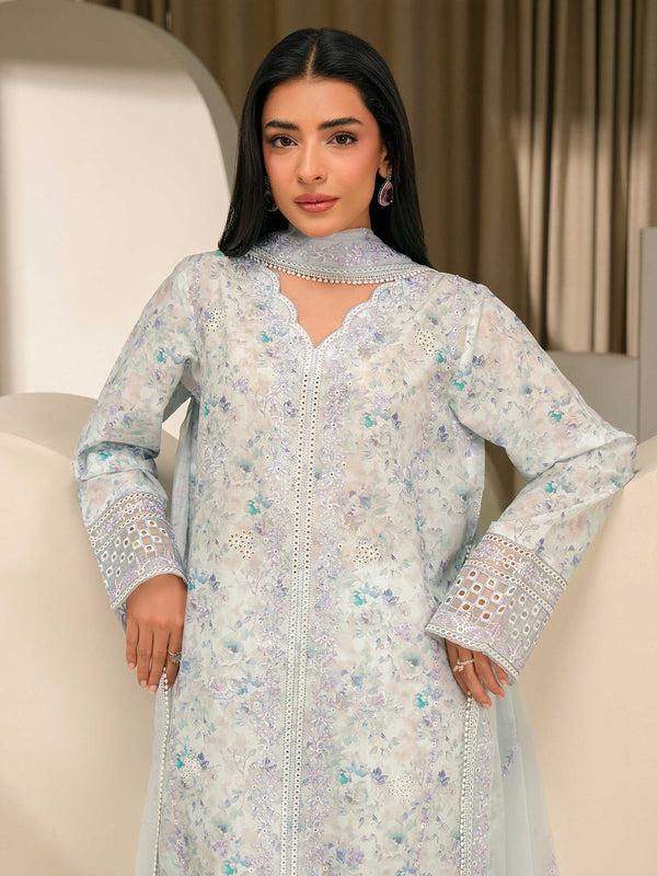 Limelight 3 Piece Lawn Suit-Embroidered (Unstitched) Sky Blue
