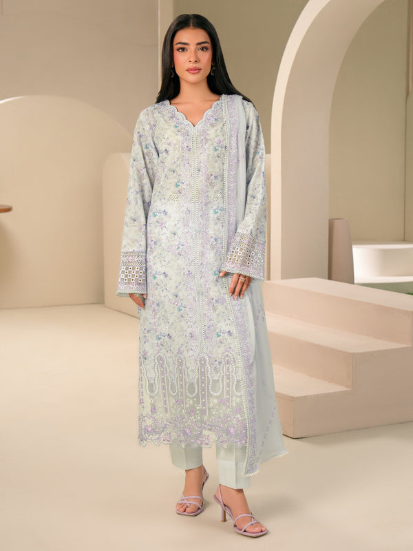 limelight 3 Piece Lawn Suit-Embroidered (Unstitched) Sky Blue